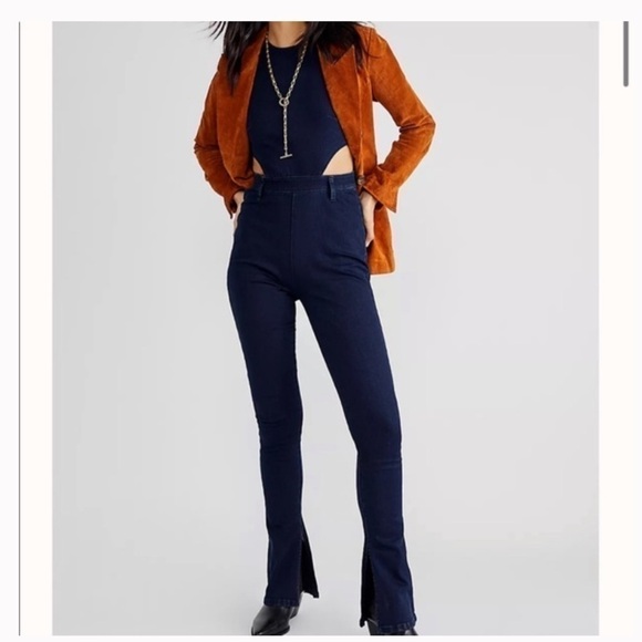 WeWoreWhat Pants - NWT WeWoreWhat Dani Denim Cutout Jumpsuit Dark Wash Blue Size 0